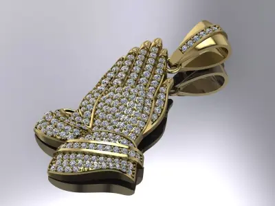 Praying Hands Pendant Jewelry Gold 3D print model