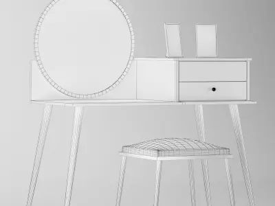 chair and table Low-poly 3D model