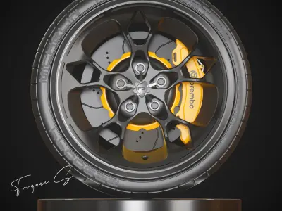 Hypersport car Wheel M1 Low-poly 3D model