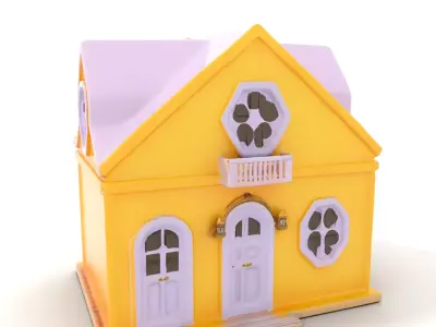 Charming Yellow House model pack Low-poly 3D model