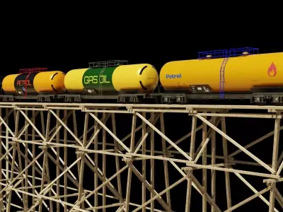 4 Wagon and bridge trestle complete  textures and materials  3D Model Collection