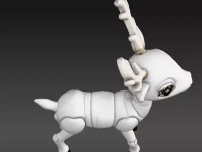 Christmas deer  Cute Articulated Holiday Reindeer 3D Print Model Low-poly 3D model