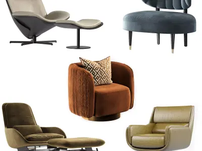 Collection Of Armchairs 3D model