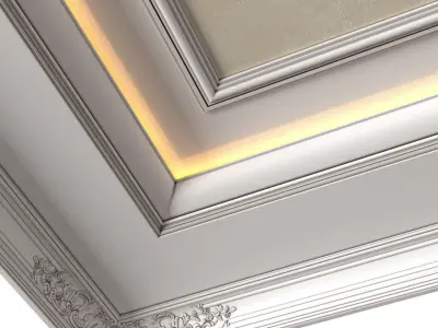 Coffered ceiling decorative painting in Art Deco style 3D model