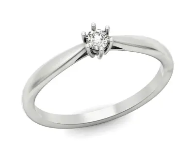 Diamond Engagement Solitaire Ring in 6 Prong  1265 3D print model