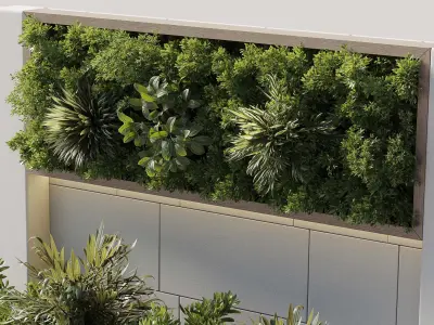  Vertical Wall Garden With Wood frame - Outdoor garde Low-poly 3D model