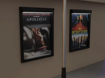 Cinema movie theater building Low-poly 3D model