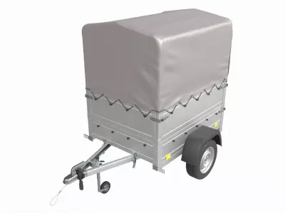 Single axle car trailer with extra walls cover high frame 3D model