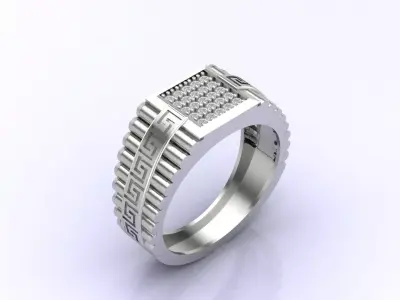 Print Ready STL 3DM  Gents Rings Diamond Men Ring  3D print model 108