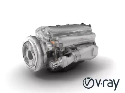 Boxer Flat-4 Engine model pack with detailed cross-braced  Low-poly 3D model