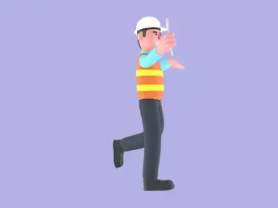 3D Cartoon Male Architect Character - Angry with Wrench 3D model