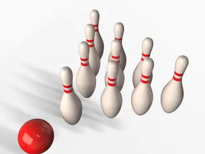 Bowling Ball and Pins Low-poly 3D model