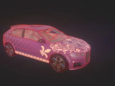 4K pbr texture low poly car  Low-poly 3D model