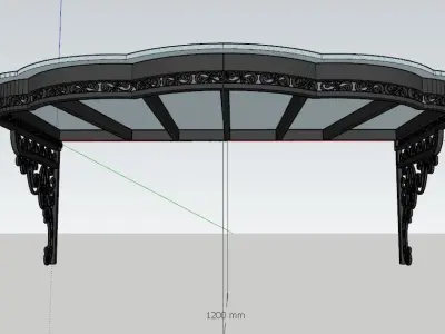 3D Model Iron Glass Roof Art Mounted Villa Facade 3D model 3D model