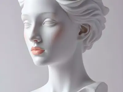Marble Woman Bust Sculpture Elegant Classical Portrait Low-poly 3D model