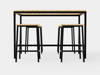 Lorca Non-wood Cafe Set Low-poly 3D model