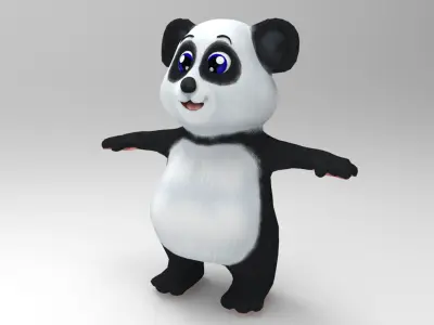 Panda Cartoon Low-poly 3D model