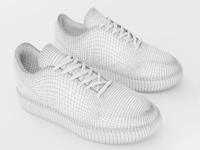 Casual Sneaker Leather Veja Style - White Caramel Low-poly 3D model