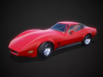 American race car Low-poly 3D model