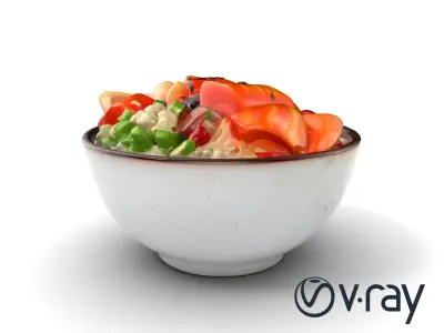 Chirashi Sushi Bowl 3D model pack Low-poly 3D model