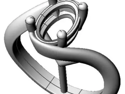 wedding oval solitaire ring 3D print model  3D print model