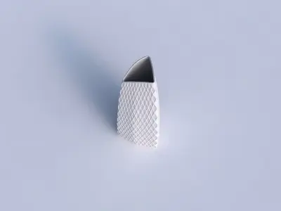 Vase curved tipping triangle with diagonal grid dents 3D print model