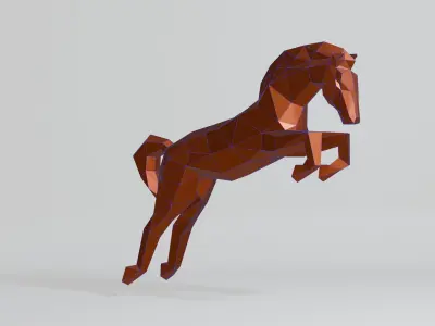 Polygonal Jumping Horse Low-poly 3D model