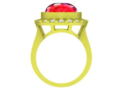 Luxury Oval Halo Gemstone Ring 3D Model  4170 3D print model