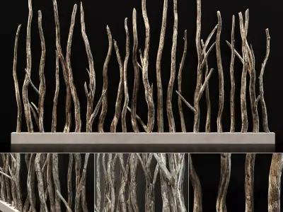 Planter wall branch crooked old n4 3D model