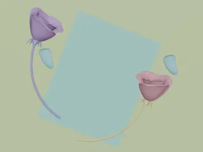 rose and paper Low-poly 3D model