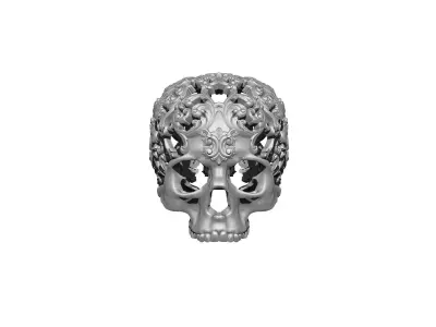 High Detailed Decor Art Floral Carved Pattern Skull  3D print model