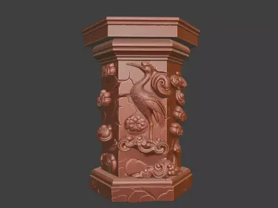 Ancient tomb stone pillars stone piers 3D model