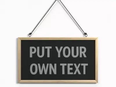 Display Sign - Rectangular Wooden Wall Message Board Low-poly 3D model