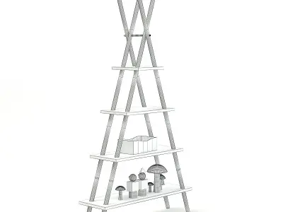 Teepee Shape Shelf with Decorations 3D model