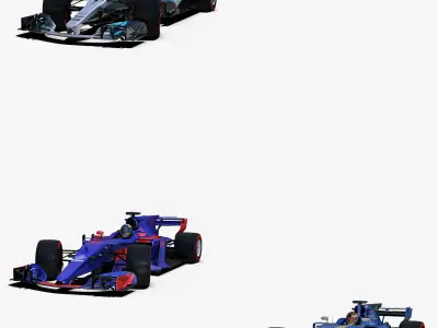 Formula 2017 cars pack 3 Low-poly 3D model