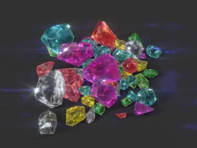 Multiple Color Crystal Gemstone Pack 220705 Low-poly 3D model