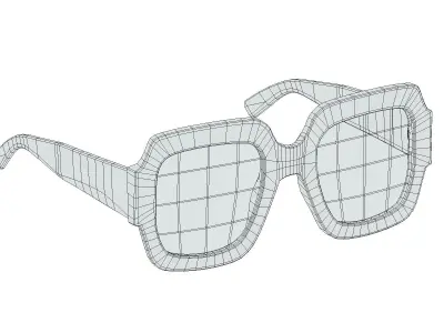 Glasses Square Frame Low Poly PBR Realistic Low-poly 3D model