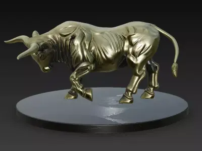 Golden Bull Sculpture 3D model