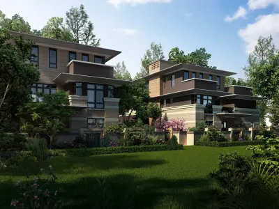 3D model of 2022 luxury fashion villa exterior 24 3D model