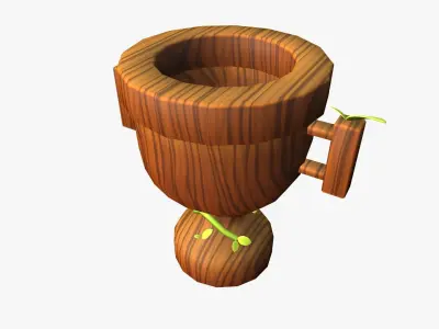 Cartoon Wooden Trophy Low-poly 3D model