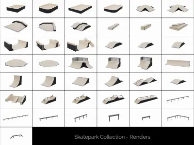 Skatepark Collection Low-poly 3D model