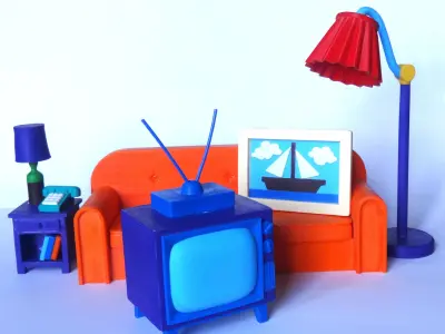 The Simpsons Cartoon Movie Opening Couch Scene Diorama set 3D print model