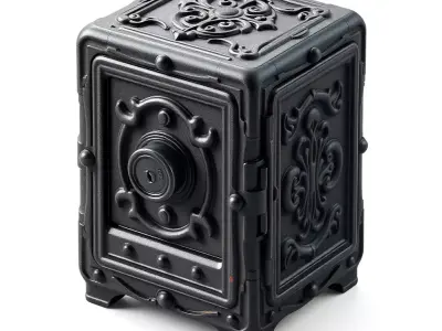 Old Ornate Metal Safe Box Low-poly 3D model