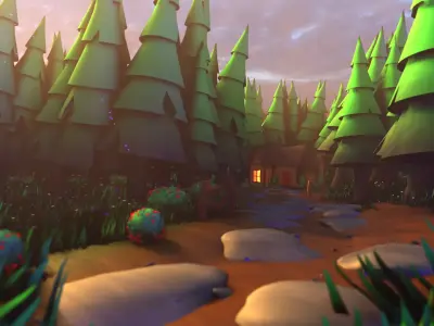 Lowpoly nature cabin collection Low-poly 3D model