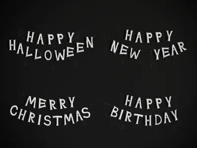 Balloons with festive inscriptions 3D model