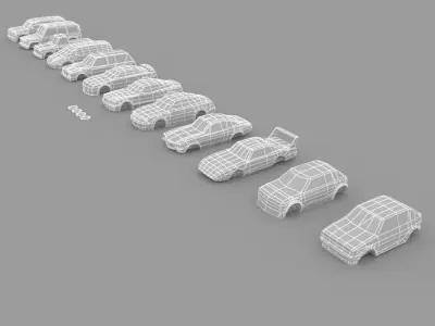 Low Poly Parking Cars Low-poly 3D model