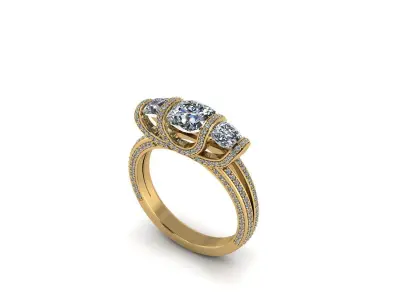3 stone luxury ring  3D print model