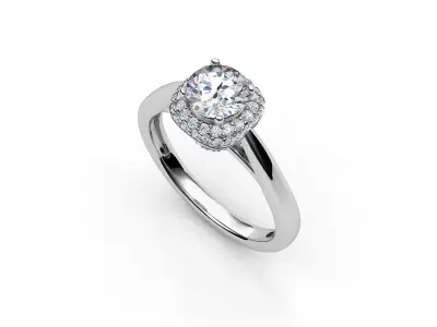aj-022 halo diamond engagement ring 3D print model