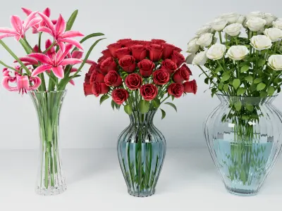 Set of flower bouquets 3D model