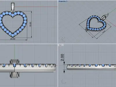 heart pendant model 690 3D print model